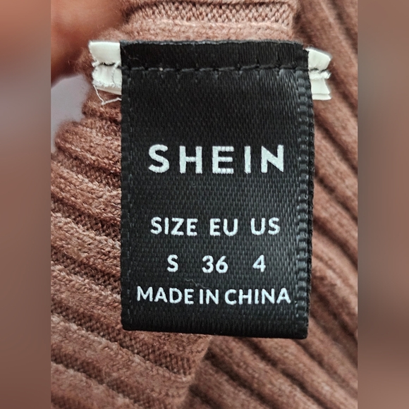 SHEIN Knit Very Soft Stretchy Ribbed Brown Midi Sweater Dress. Sz:Small/4. EUC - Picture 7 of 10